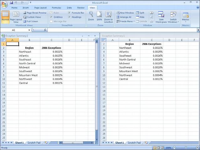 9 Arranging Multiple Workbook Windows As you work with Excel 2007, you will probably need to have more than one workbook open at a time.