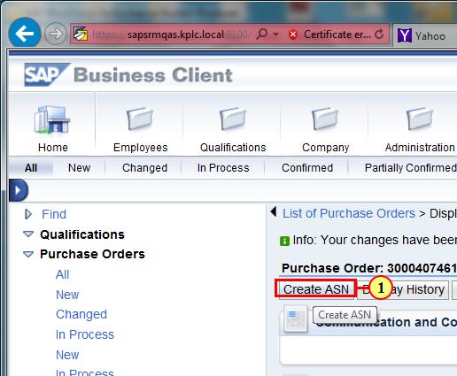 4.3. Create ASN for Purchase Order Step Action