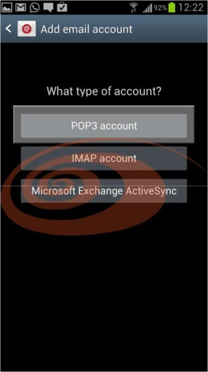 Step 3 : Account type Tap "IMAP account".