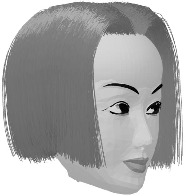 598 Transactions of Information Processing Society of Japan Mar. 2000 Fig. 6 Background and surface hair image 1. Fig. 8 Thin hair image 1. Fig. 7 Background and surface hair image 2. Fig. 13 show the hair model with shadow as compared to the shadowless images in Fig.
