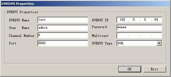 network port number of this DVRDVS and the server type one after another. Multicast group address is a D-Category IP address in the range of 224.0.0.0 to 239.255.