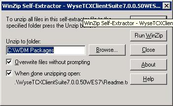 b The WinZip Self-Extractor dialog box is displayed.