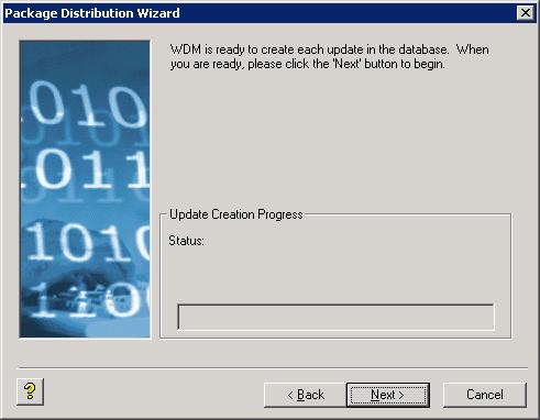 o The Package Distribution Wizard dialog box is displayed.