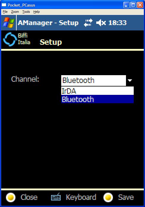 3.4 Setup 3.4.1 Channel selection Click Options and select communication channel. Click Save, then Yes, then OK, then Close.