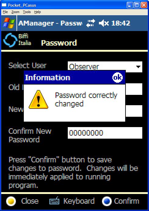 End user can modify the Observer and User passwords only by entering as User.