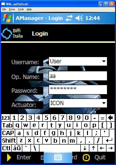 3.5 Login Enter Username, Password, Actuator, Operator name and then click Enter to run the program.