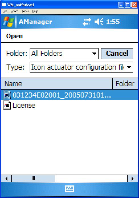4.3.3 To import the actuator data from file In the Actuator environment, Tools section, Import/Export tab, press Import file. Only files with *.icon extension can be imported.