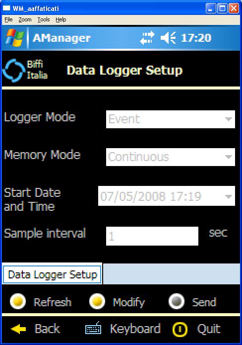 Data are grouped in TAB (Data Logger, Alarm Log, Dates, etc) and in sub- TAB, according to the same organization in the actuator local menu.