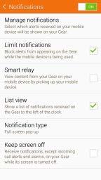 Notifications 1. Using your smartphone, from the home screen tap Apps Samsung Gear Notifications. 2.