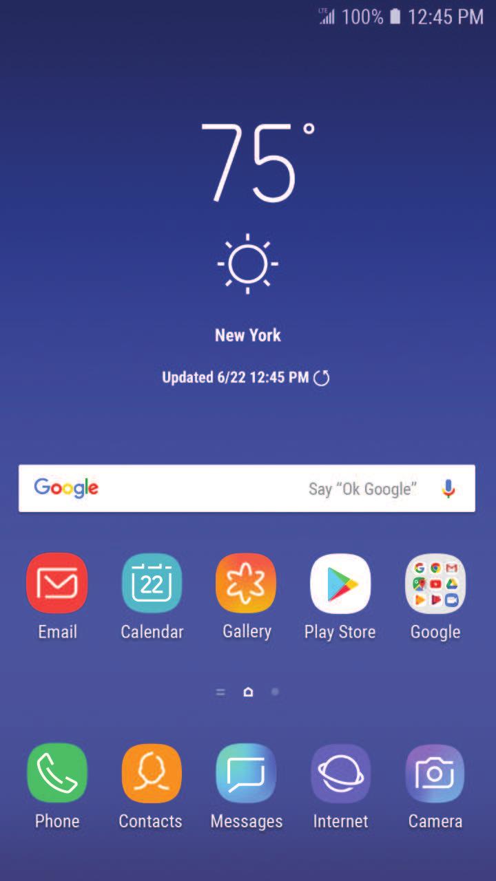 Home screen Status bar App shortcuts Home screen indicator Devices