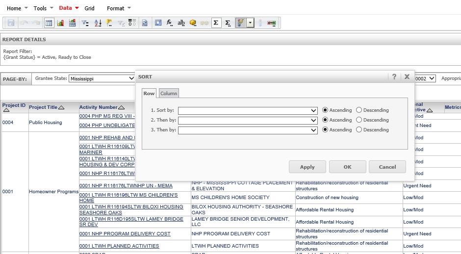 Figure 7-19: Sorting multiple Columns User Manual Section 7 Report Module Note: When the column name options show (ID) or (DESC), choose (DESC). DESC specifies the order based on the text displayed.