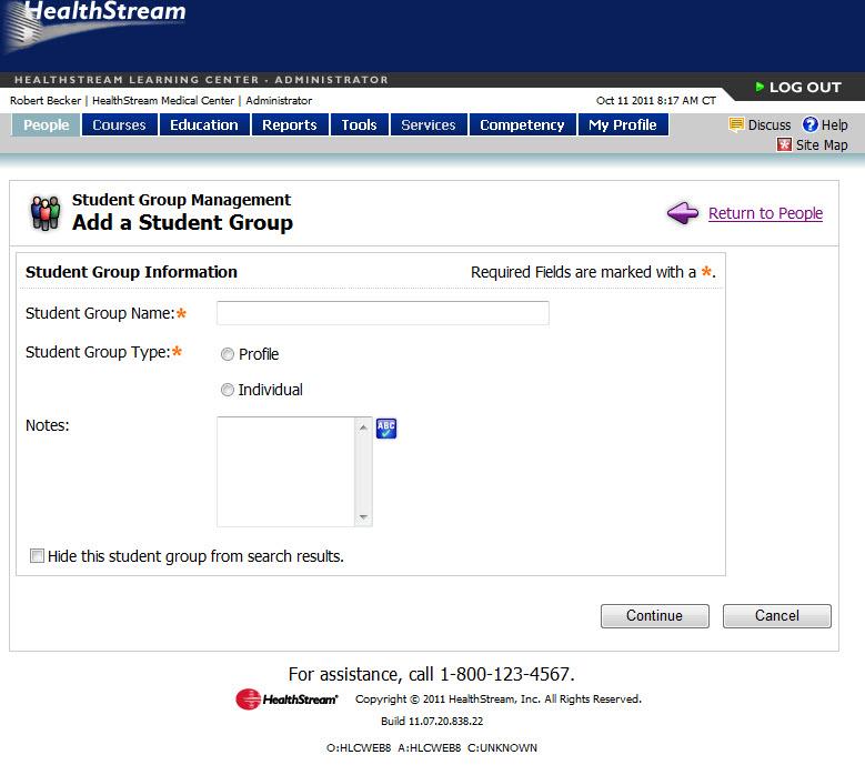 Student Groups Adding a Profile Student Group To add a profile student group 1. On the People tab, click Add a Student Group. The Add a Student Group page appears. 2.