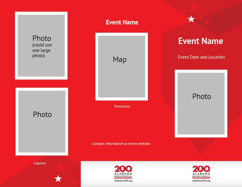 BROCHURE TEMPLATES Two options exist for branding your ALABAMA 200 event brochure. The first is a footer to be added to a reprint of your existing brochure. The footer is 3.334 x.