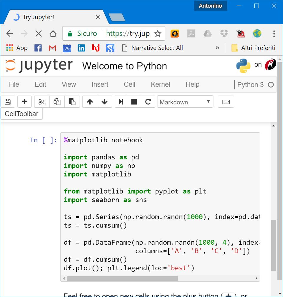 Jupyter Notebooks A web interface which allows you to write «notebooks», i.e., files containing both the code, the obtained results and formatted text.
