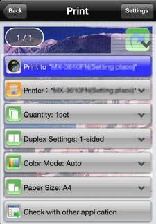 Select the printer to print and configure print settings (same as Print a Stored Document ).