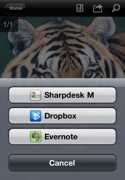 Sharpdesk M is listed as one of the applications that can receive this file. Then tap Sharpdesk M. (note) Up to 9 applications are listed.