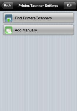 4 Printer/Scanner Settings Set up printers to print from this application and scanners from which this application receives scanned data. 4.1 Find Printers/Scanners I. Tap Settings on Top Menu screen.