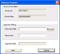 Figure 12. Firmware Upgrade Web Access: Double click the device in the Monitor List or select a device in the Monitor List and press this Web Access button to access the device in Web browser.