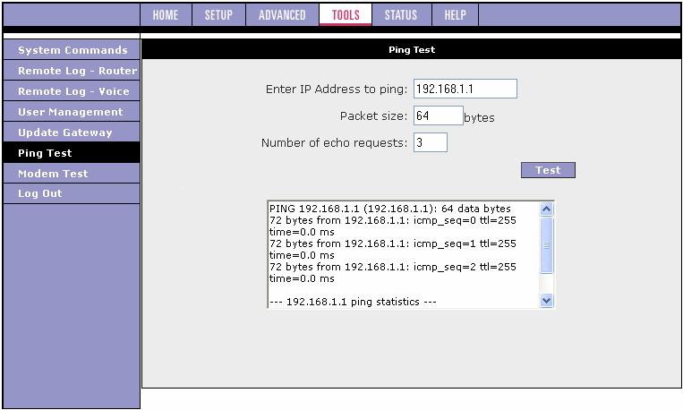 3.7.6 Ping Test Once you have your ATU-R150 configured, it is a good idea to make sure you can ping the network.