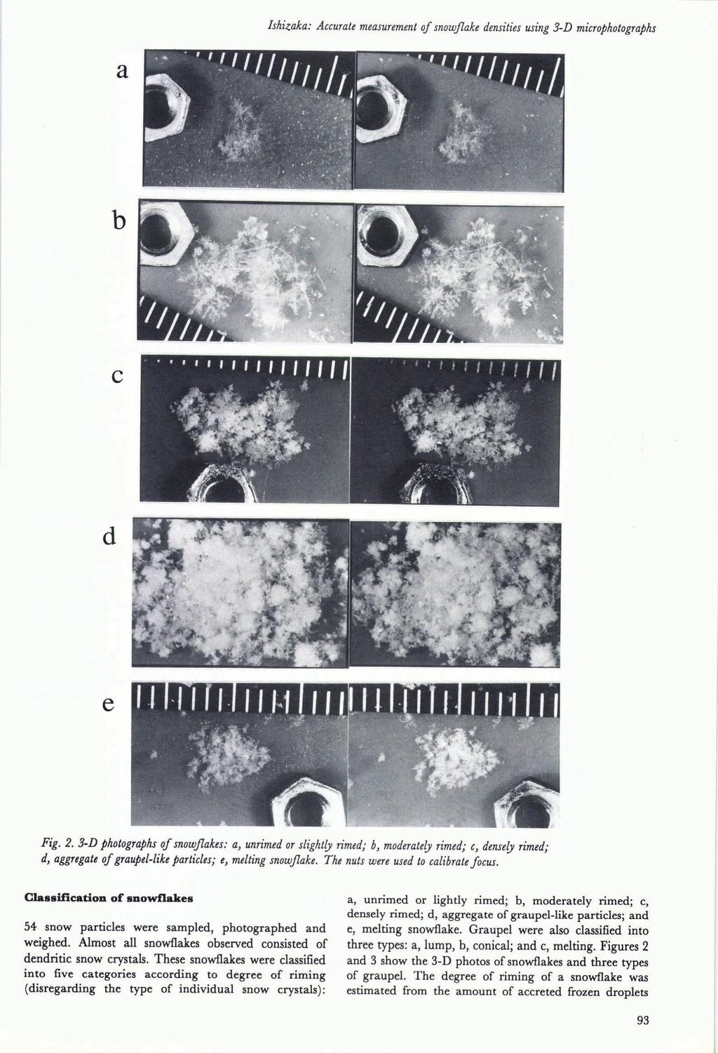 sh;:;aka: Accurate measurement of snowflake denstes usng 3-D mcrophotographs a b c d e Fg. 2.