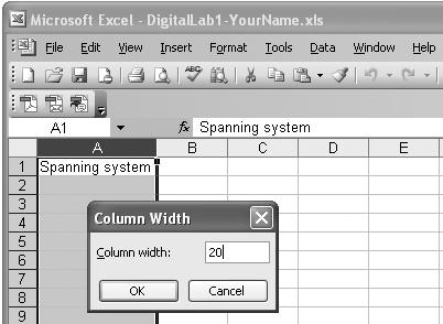 To more precisely set the column width: Click on the A at the top of column A. Go to Format>Column>Width. In the Column Width popup, in the Column Width field, type in any number and click OK.