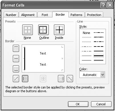 In the Format Cells popup, in the Line Box, under the Style heading, click the icon of the thickest line.