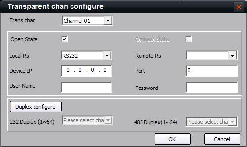 Transparent Channel Configuration Select the device and then click at the lower left corner on the TV Wall Settings interface to enter the Transparent chan configure interface.