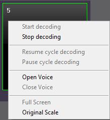 Open/Close voice Right click the current decoding window and select Open Voice option to open voice; when the voice is turned on, right click the decoding window, and select Close Voice option to