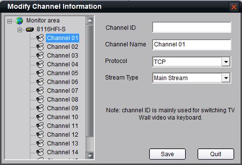 Click the button to enter the Modify Channel Information interface.