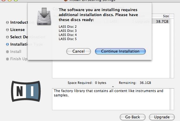 L A S S I n s t a l l a t i o n u n d e r M a c O S X Next you will see this dialog box: Click on Continue Installation and the installation process will begin.