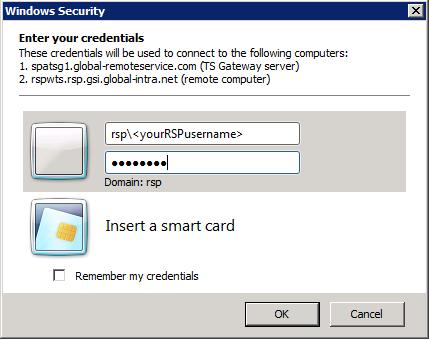 rsp\, your RSP-User credentials, like shown in the