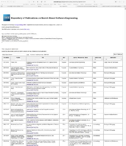 SBSE Repository Most of the papers published on SBSE, stored and