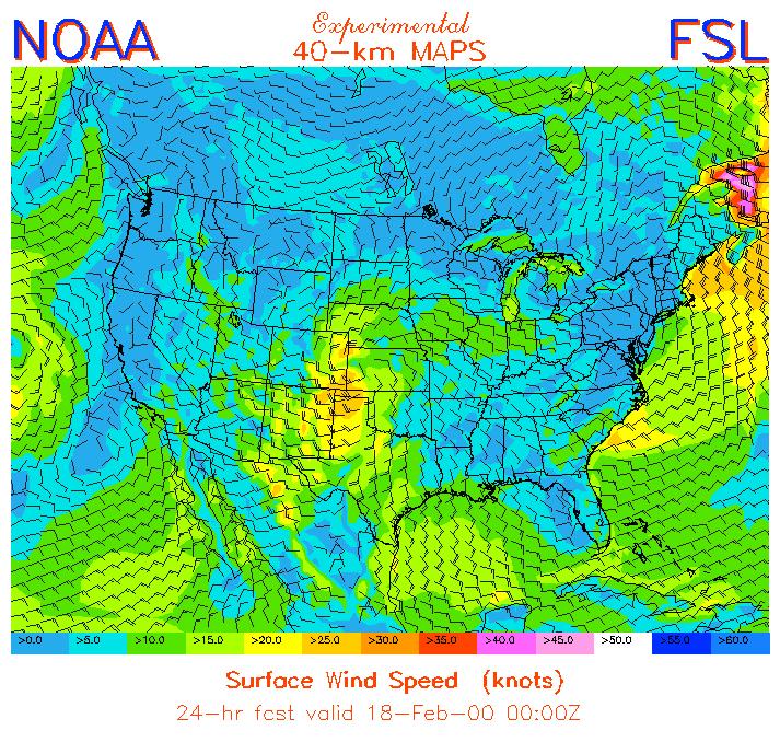 Example : meteorology NOAA/FSL Lines are