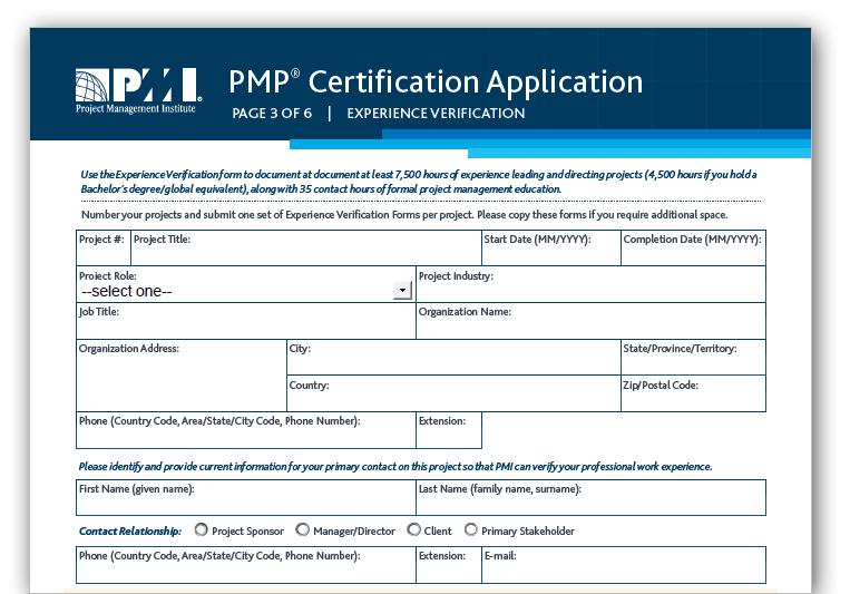 PMP Application: Experience