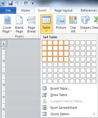 Inserting a table plus all related tips on the table Microsoft Word This would be the quickest way of inserting a table. 1.