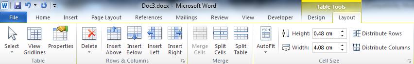 Inserting columns or rows 1. Put your cursor in the cell where you want to insert a column or row. 2.