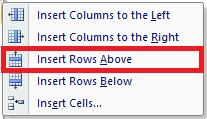 Conversely, "Insert Columns to the Right" will insert a column to the right.