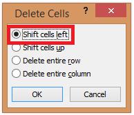 You can delete a single cell or a group of cells. This particular table has a number from 1-9 in each cell to help show which cell is being affected.