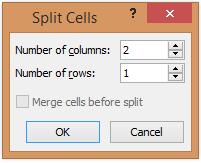 " Figure 7a (Left): This is the "Split Cells..." button.