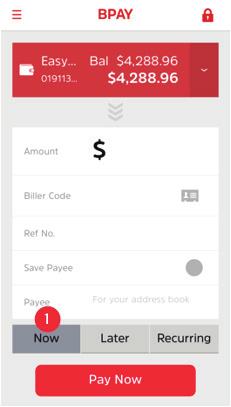 BPAY You can quickly and easily pay any bill through the BPAY screen of the app.