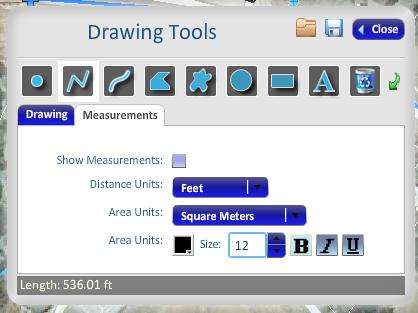 If you want to measure distance, click on one of the line drawing buttons.
