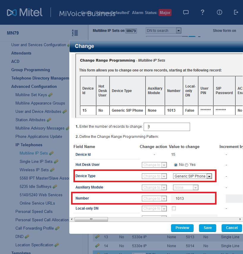 Multiline IP Set Configuration On the MiVoice Business, a SIP device can be programmed either in the User Configuration form or the Multiline IP Set Configuration form and are programmed as a Generic