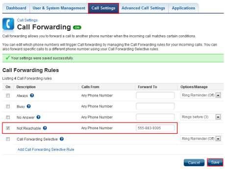 Call Forwarding Not Reachable Call Forwarding Not Reachable allows you to re-route incoming phone calls to another number when your device is not accessible. Figure 15.