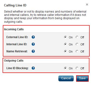 Calling Line ID Calling Line ID displays or blocks the name and number for callers inside and outside your group. Figure 28.