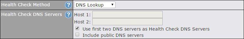 Health Check Method: DNS Lookup DNS lookups will be issued to test connectivity with target DNS servers.