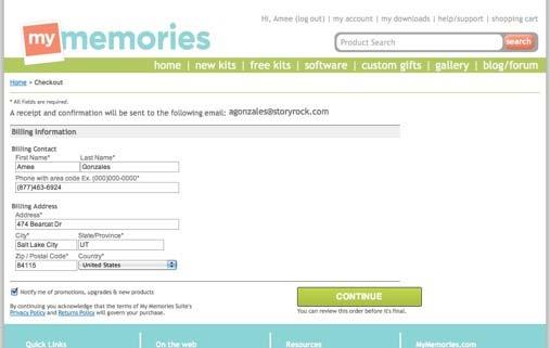 4. Login to the MyMemories.com site, on the left-hand side.