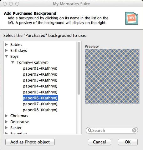 Adding or Changing a Background Image There are two ways to access background choices: Method 1: Control Panel 1. Click on a page in the Page Thumbnails (bottom bar of MyMemories Suite). 2.