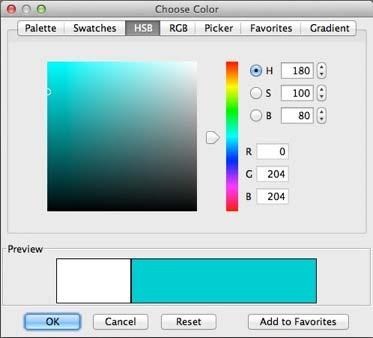 Move the slider next to the color bar up and down to choose the desired hue or type it into the H field.