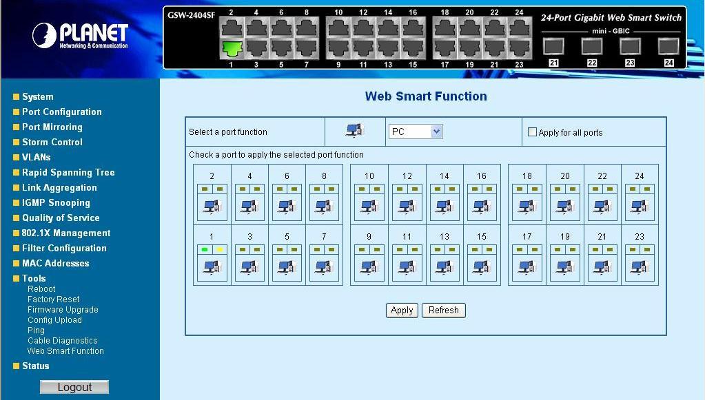 4.13.7 Web Smart Function This function could provide you to define device indicate connect to each port on Web Smart Switch, the screen in Figure 4-60