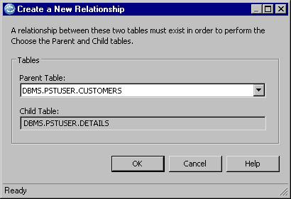 Click OK to open the Relationship Editor. Use the Relationship Editor to specify the columns that participate in the relationship and complete the creation of the new relationship.